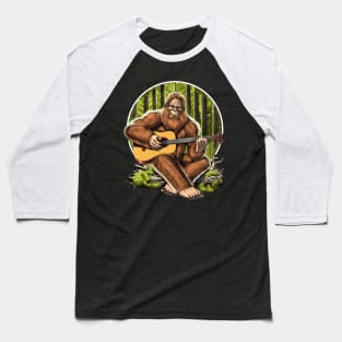 Bigfoot Playing Acoustic Guitar Baseball T-Shirt